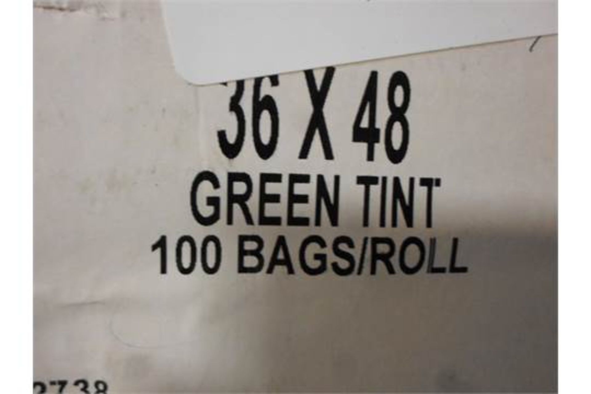 LOT OF SIX 50 GALLON BAG LOW DENSITY POLYETHLYNE 36X48 GREEN TINT 100 BAGS PER ROLL ONE ROLL IN EAC - Image 3 of 3