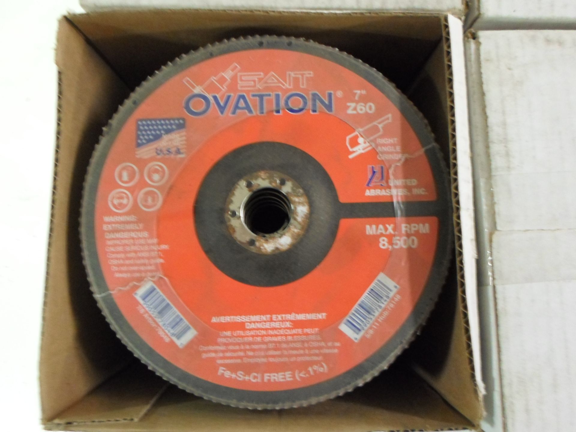 LOT OF FOUR BOXES SAIT OVATION FLAP DISC 7X7/8 Z60 GRIP 78048 - Image 3 of 3