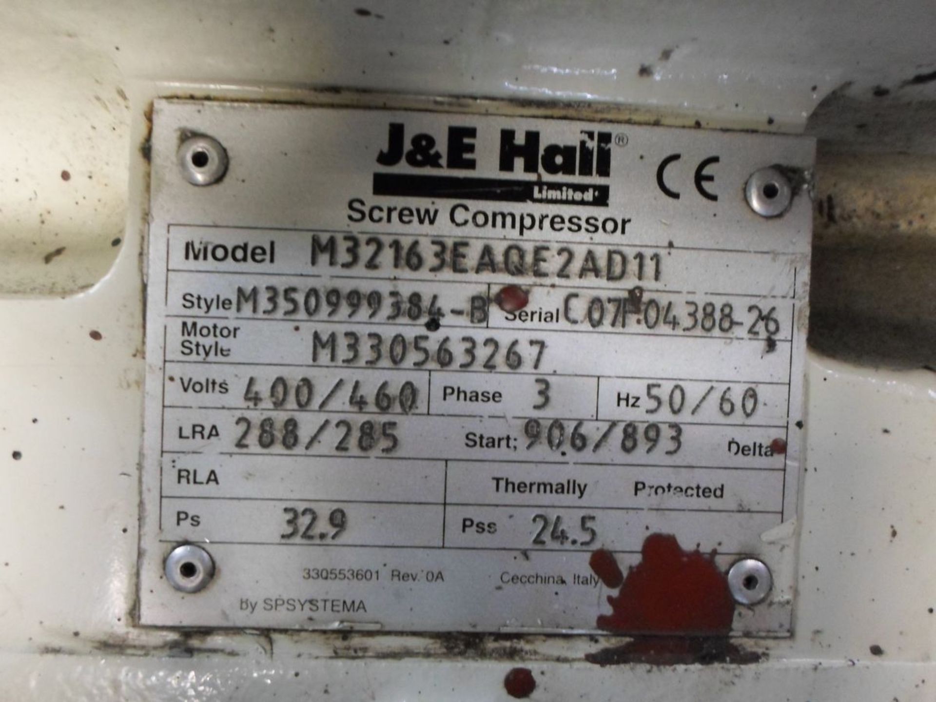 J&E HALL LIMITED SCREW COMPRESSOR M32163EAQE2AD11 3 PHASE 400/460V - Image 3 of 3