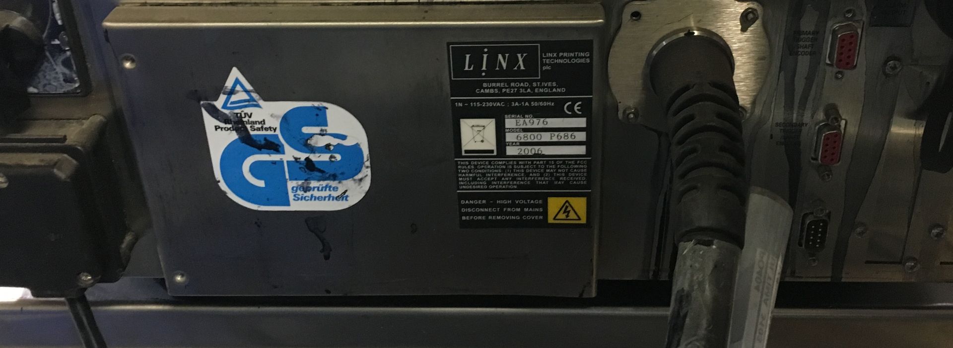 2006 LINX PRINTING TECHNOLOGIES 6800 P686 INK JET PRINTER STAINLESS STEEL - Image 4 of 5