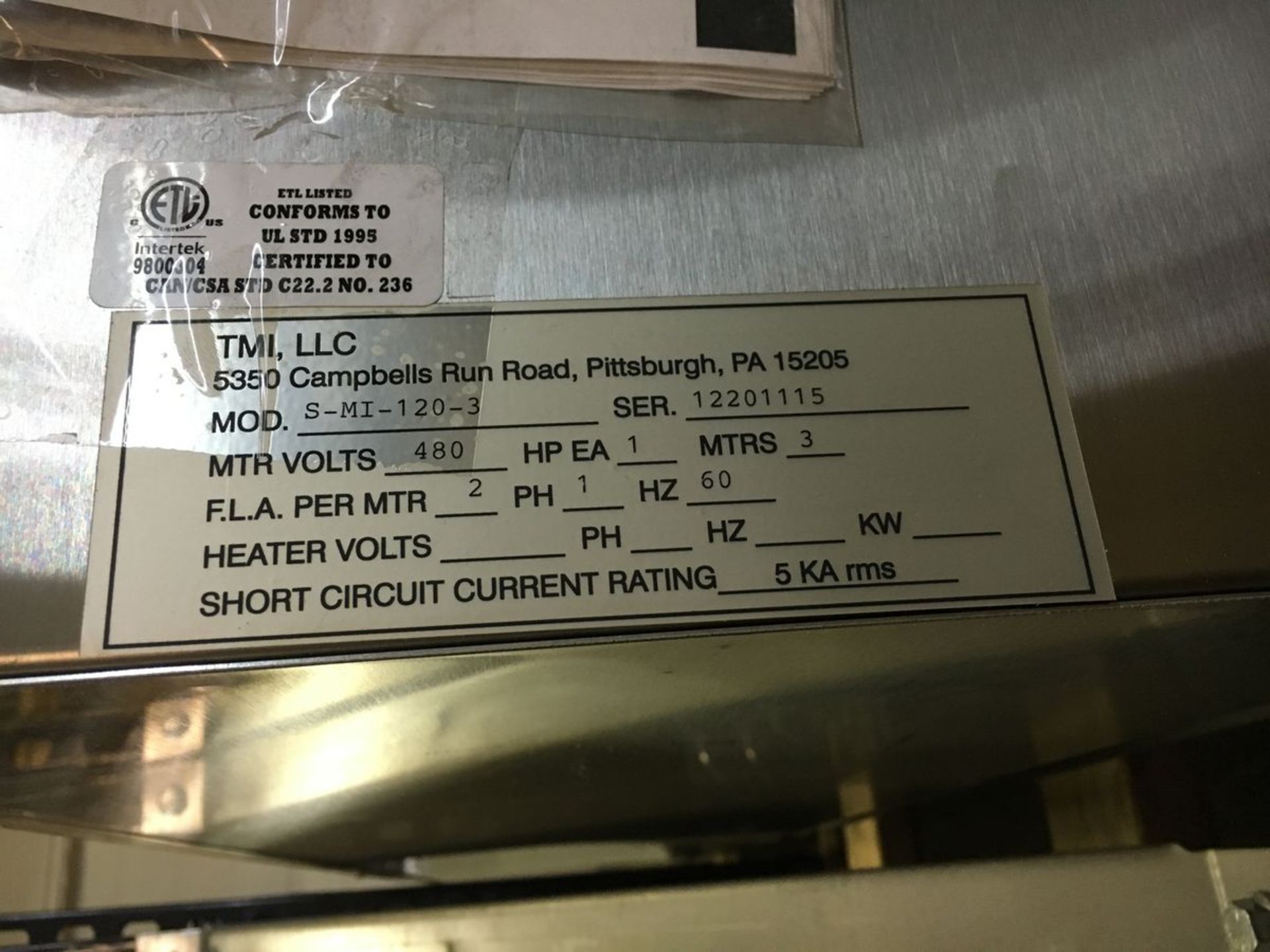 NEW IN ORIGINAL CRATE 9 FT AIR CURTAIN TMI SAVE-T SERIES S-MI-120-3 10750 CFM 3 1HP MOTORS - Image 2 of 3