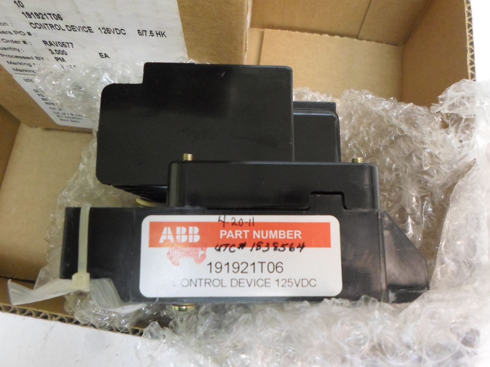 ABB 191921T06 Control Device Relay HK 125V-DC Circuit Breaker - Image 2 of 2