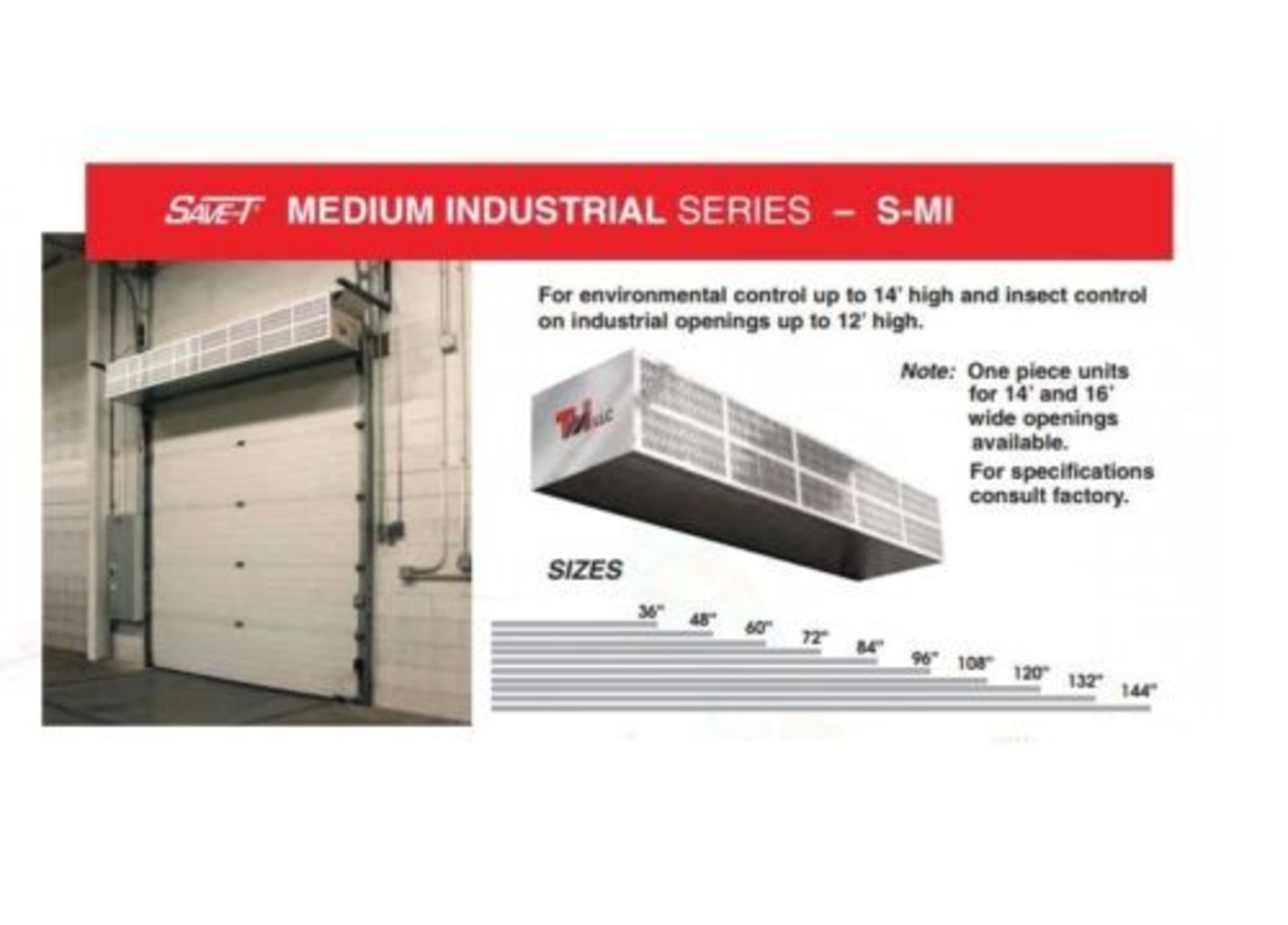 NEW IN ORIGINAL CRATE 9FT AIR CURTAIN TMI SAVE-T SERIES S-MI-120-3 10750 CFM 3 1HP MOTORS - Image 3 of 4