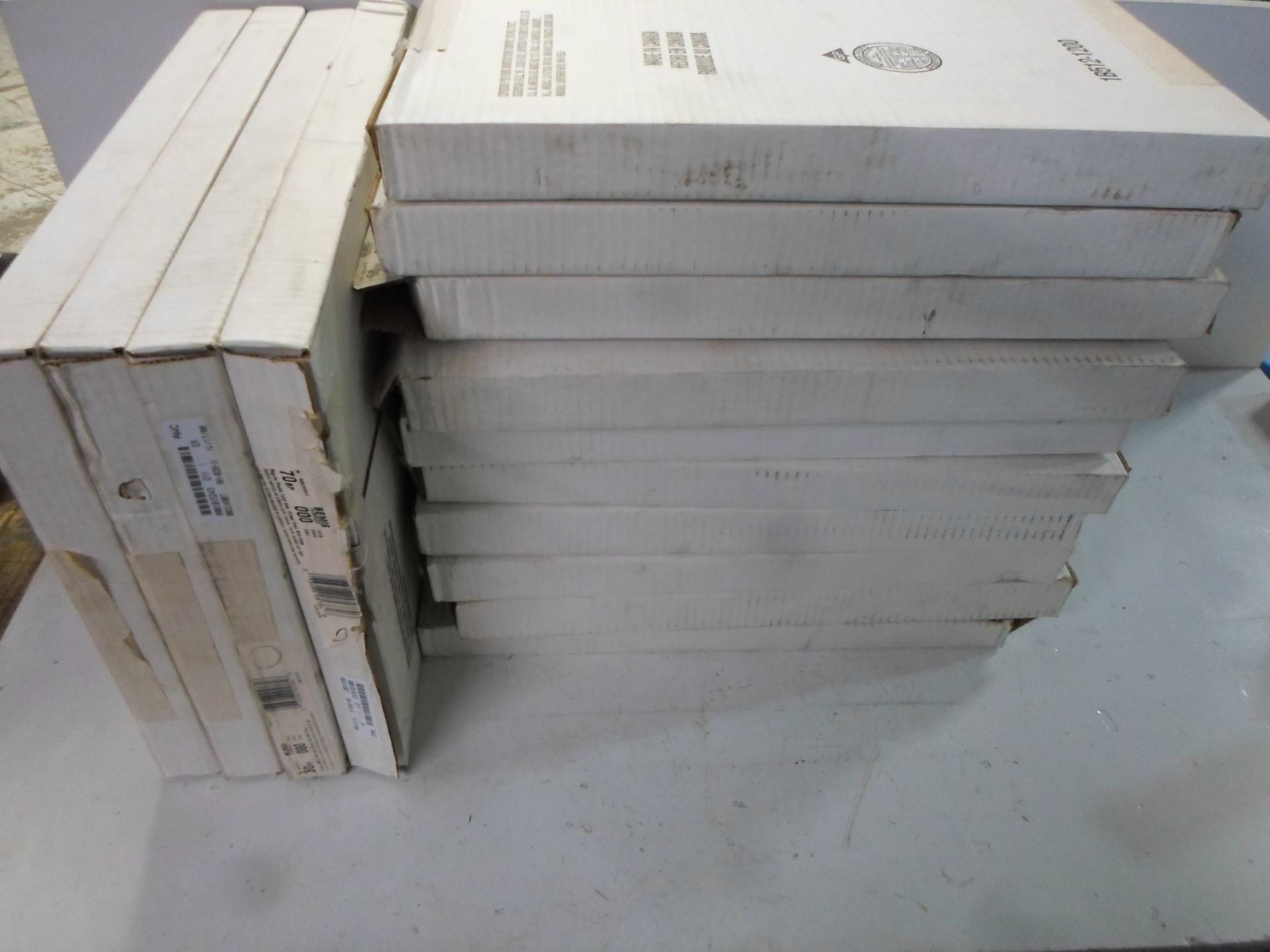 LOT OF 14 BOXES ASSORTED 60BP, 70 BP BEMIS WHITE TOILET SEATS 1 IN EACH BOX
