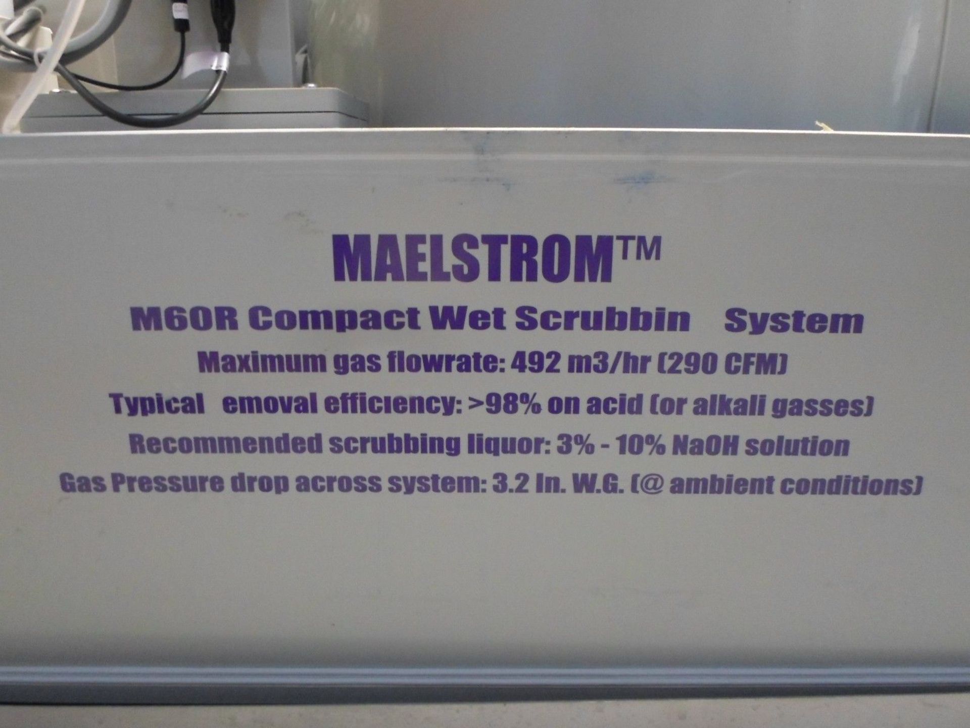 MAELSTROM M60R COMPACT WET SCRUBBING SYSTEM 290CFM (Wet Scrubber) Max Gas Florate 492 m3/hr - Image 5 of 5