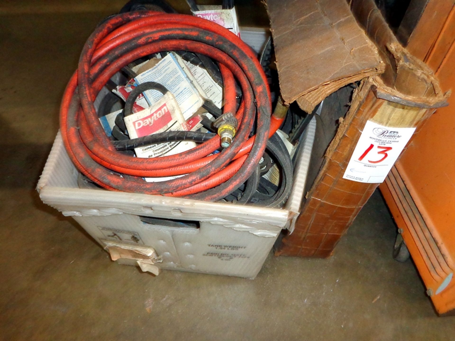 ASSORTED FAN BELTS, AIR HOSES, ELECTRICAL WIRE