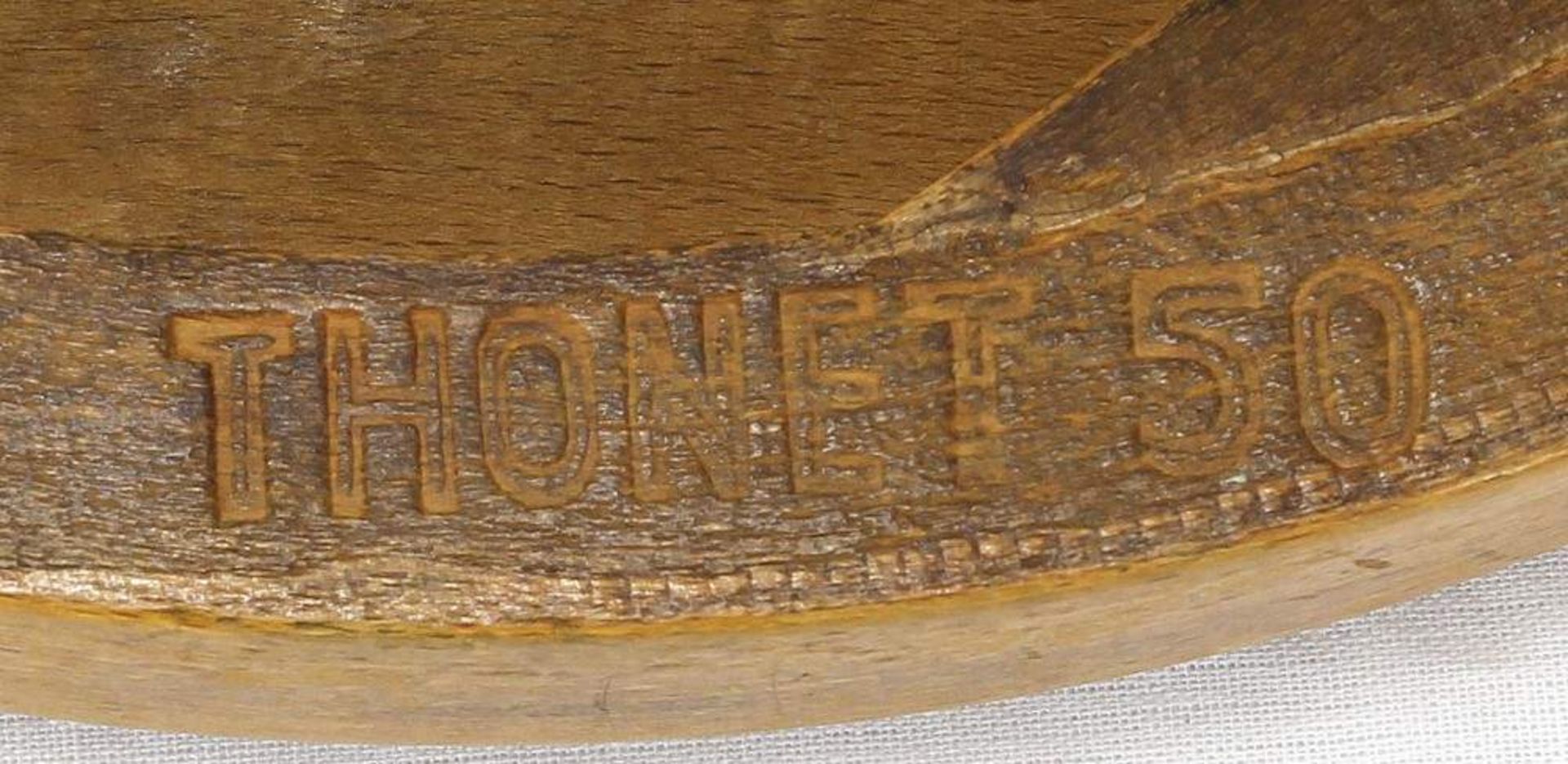 Thonet Hocker um 1900 Bugholz mit runder Sitzfläche. Unter dem Ring originaler Brandstempel Thonet - Image 3 of 3