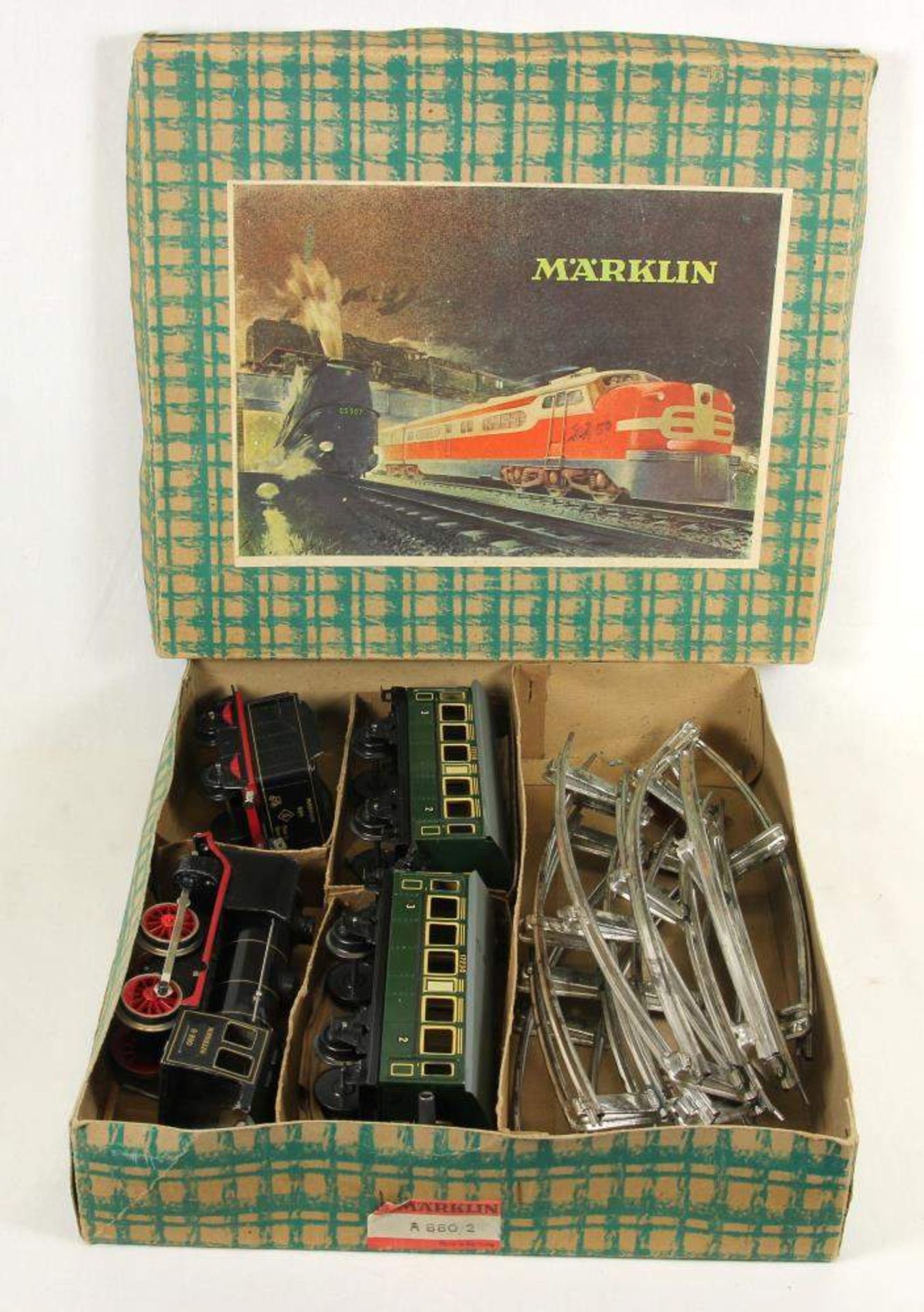 Märklin Spur 0 Zugpackung R880/2. Originalkarton inklusive Uhrwerklok R 890 mit Tender 899, zwei
