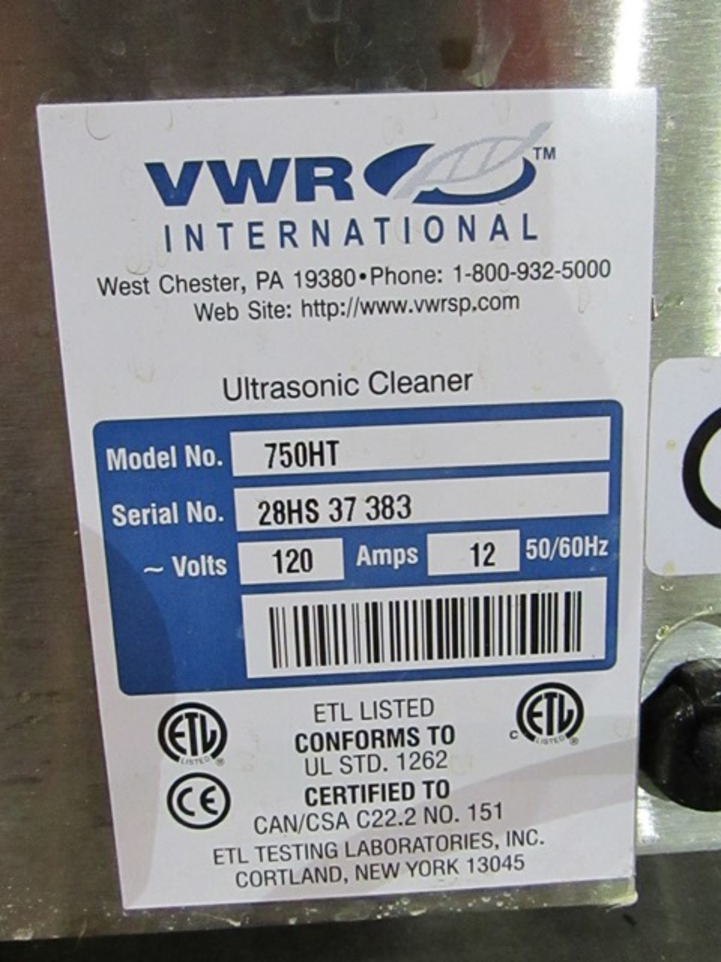 VWR ULTRASONIC CLEANER, MODEL 750 HT - Image 7 of 7