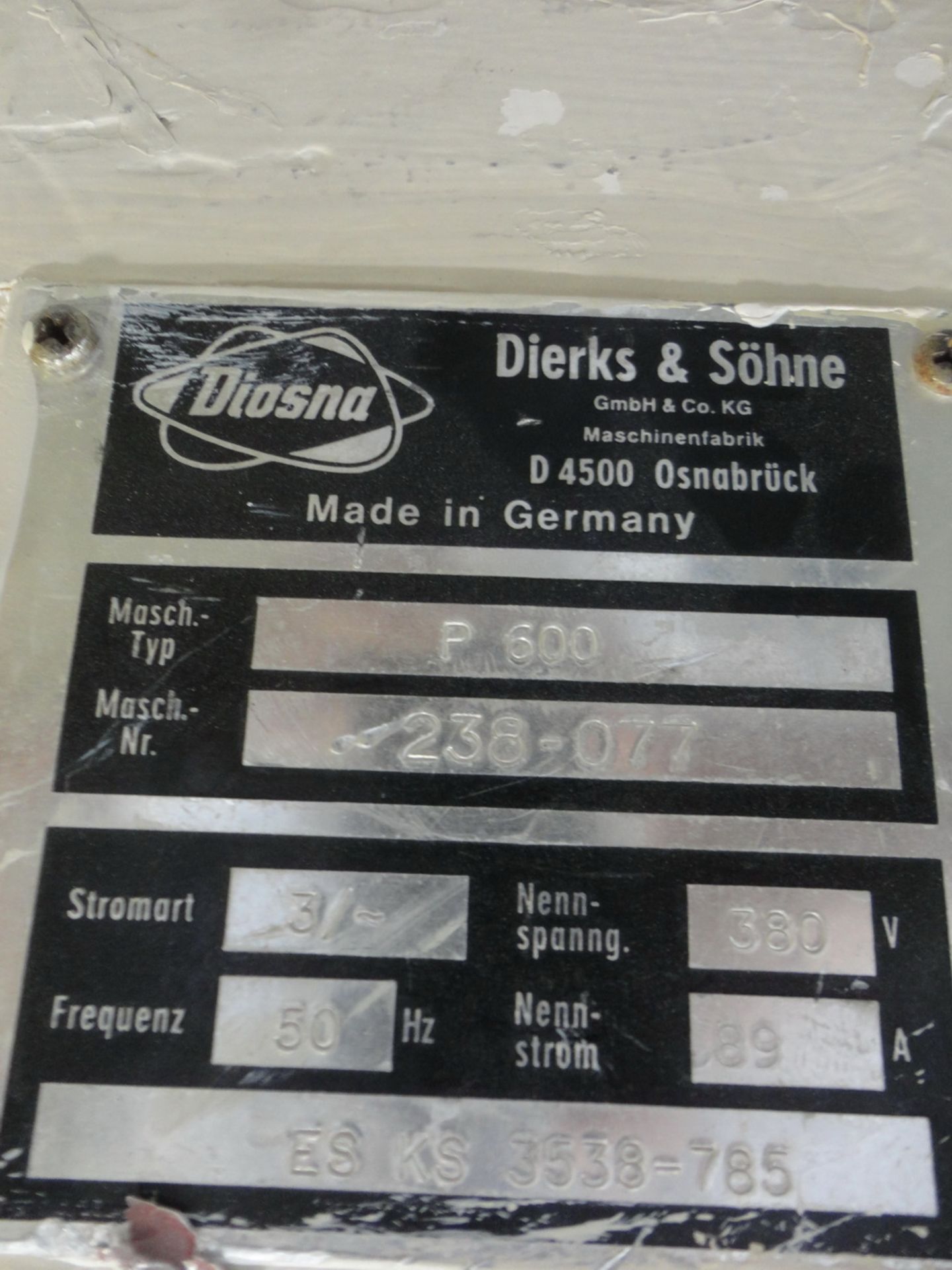 DIOSNA 600 LITER CAPACITY HIGH SHEAR GRANULATOR, MODEL P600, SERIAL NUMBER 238-077. - Image 17 of 18