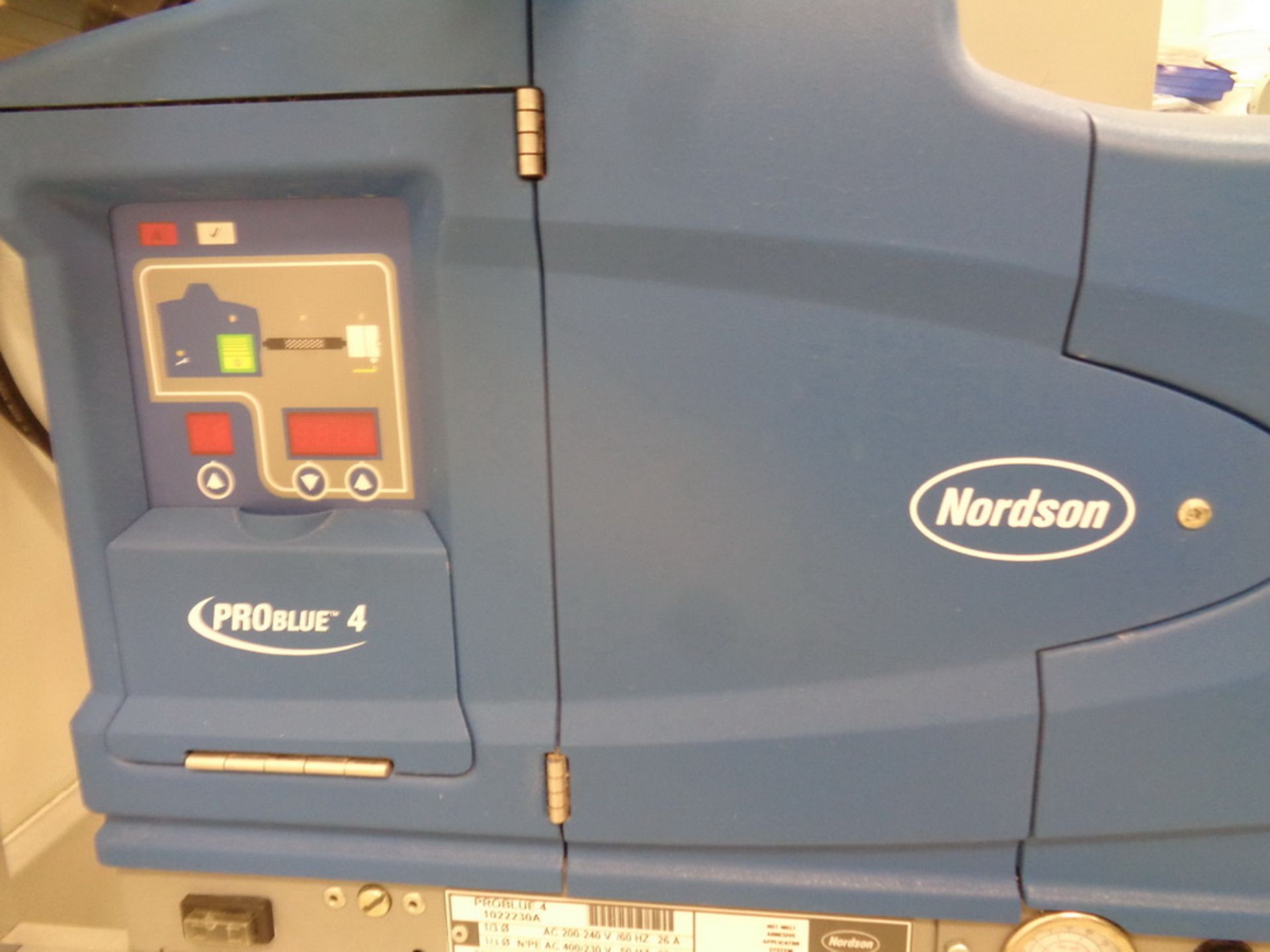 NORDSON HOT GLUE SYSTEM, MODEL PROBLUE 4, SERIAL NUMBER SA04G11069. WITH CREATIVE AUTOMATION CONTROL - Image 2 of 6