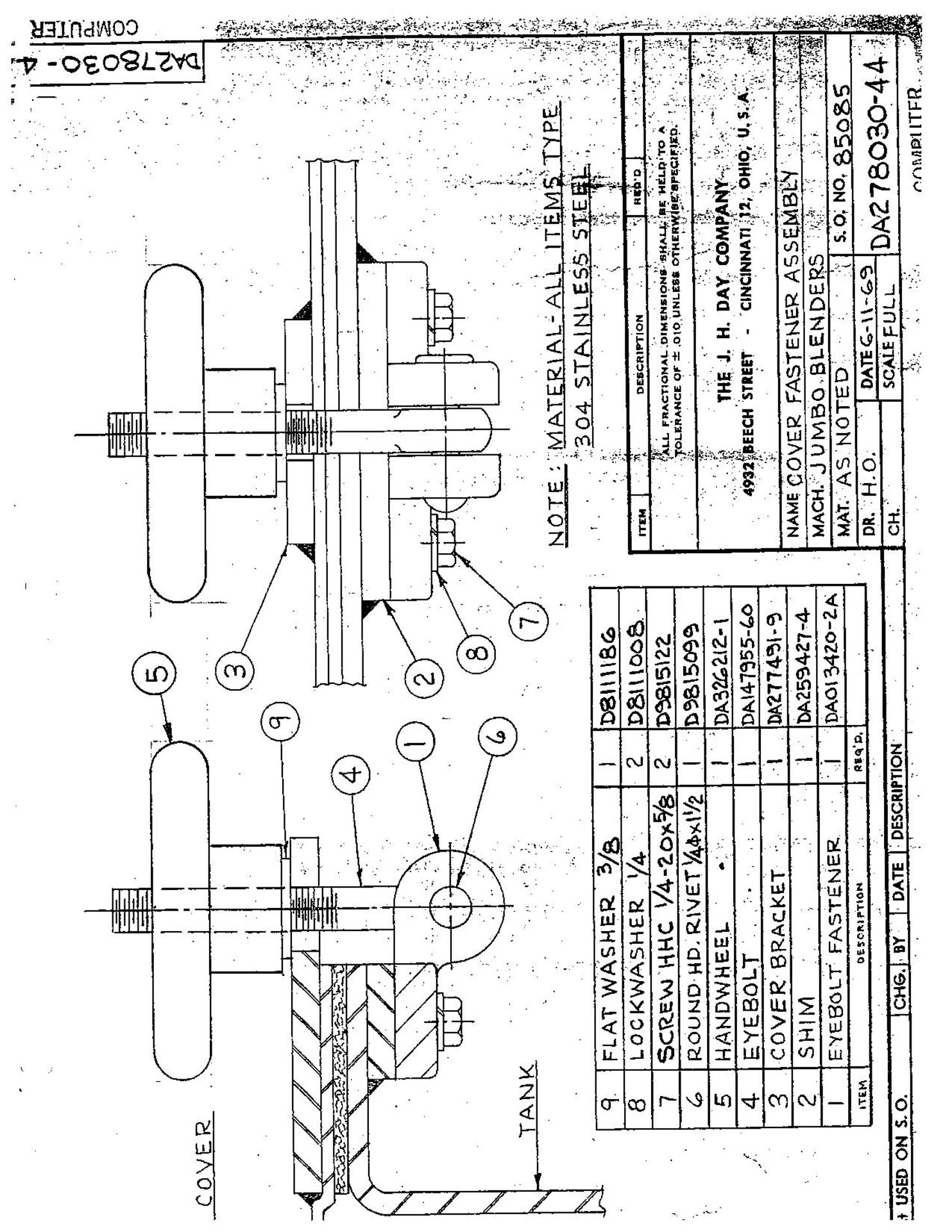 JH DAY 57 CUBIC FOOT CAPACITY DOUBLE RIBBON BLENDER, MODEL B-55, SERIAL NUMBER NA. 34” X 90” - Image 30 of 30