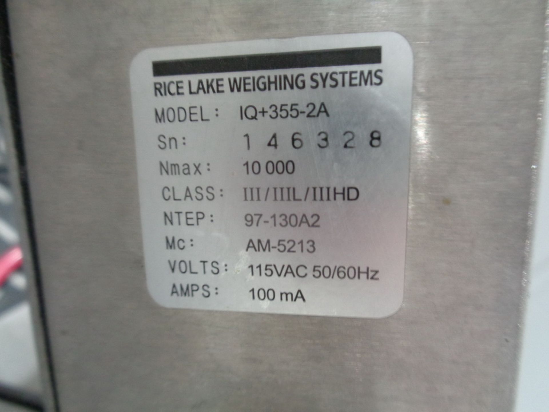 RICE LAKE ELECTRONIC PLATFORM SCALE, MODEL IG355A-21A, SERIAL NUMBER 14632, 48”X48” PLATFORM, 250 KG - Image 3 of 4