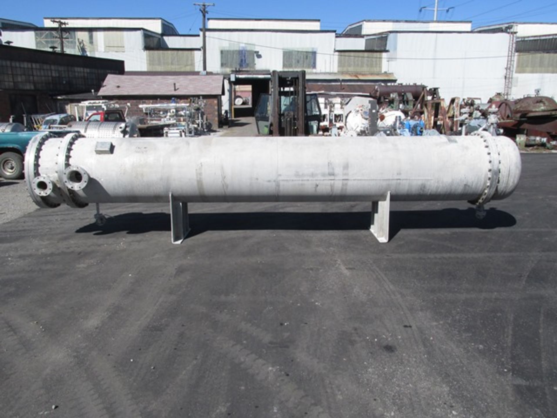 1908 sq. ft. Doyle & Roth shell and tube heat exchanger, 304 stainless steel.