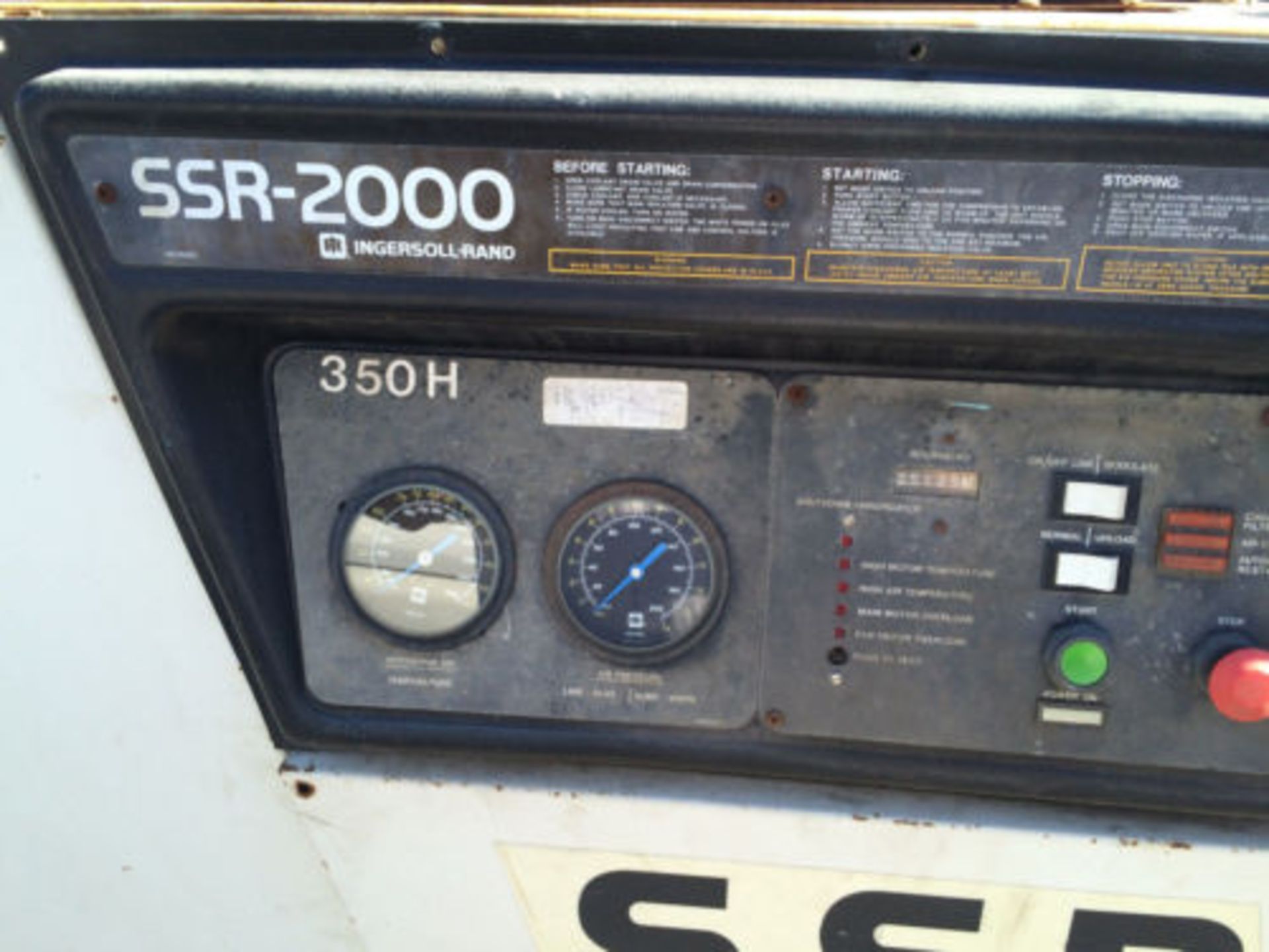 100 HP Ingersol Air Compressor SSR 2000 model 350H - Image 2 of 3