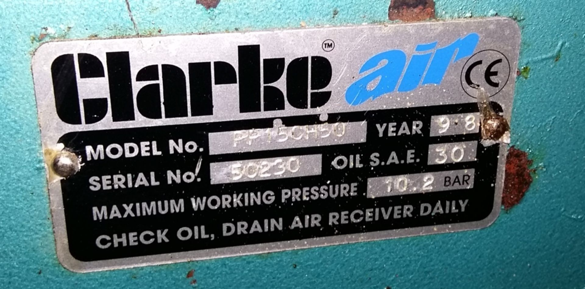 Clarke air industrial compressor - PP15CH50 - 10.2 Bar - Image 2 of 2