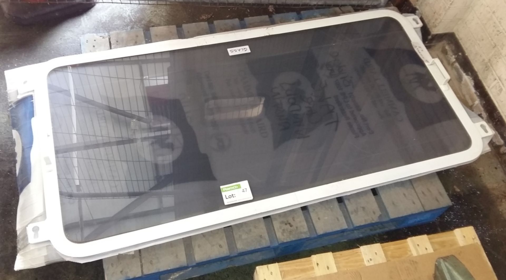 2x Vehicle glass panels - metal rounded frames