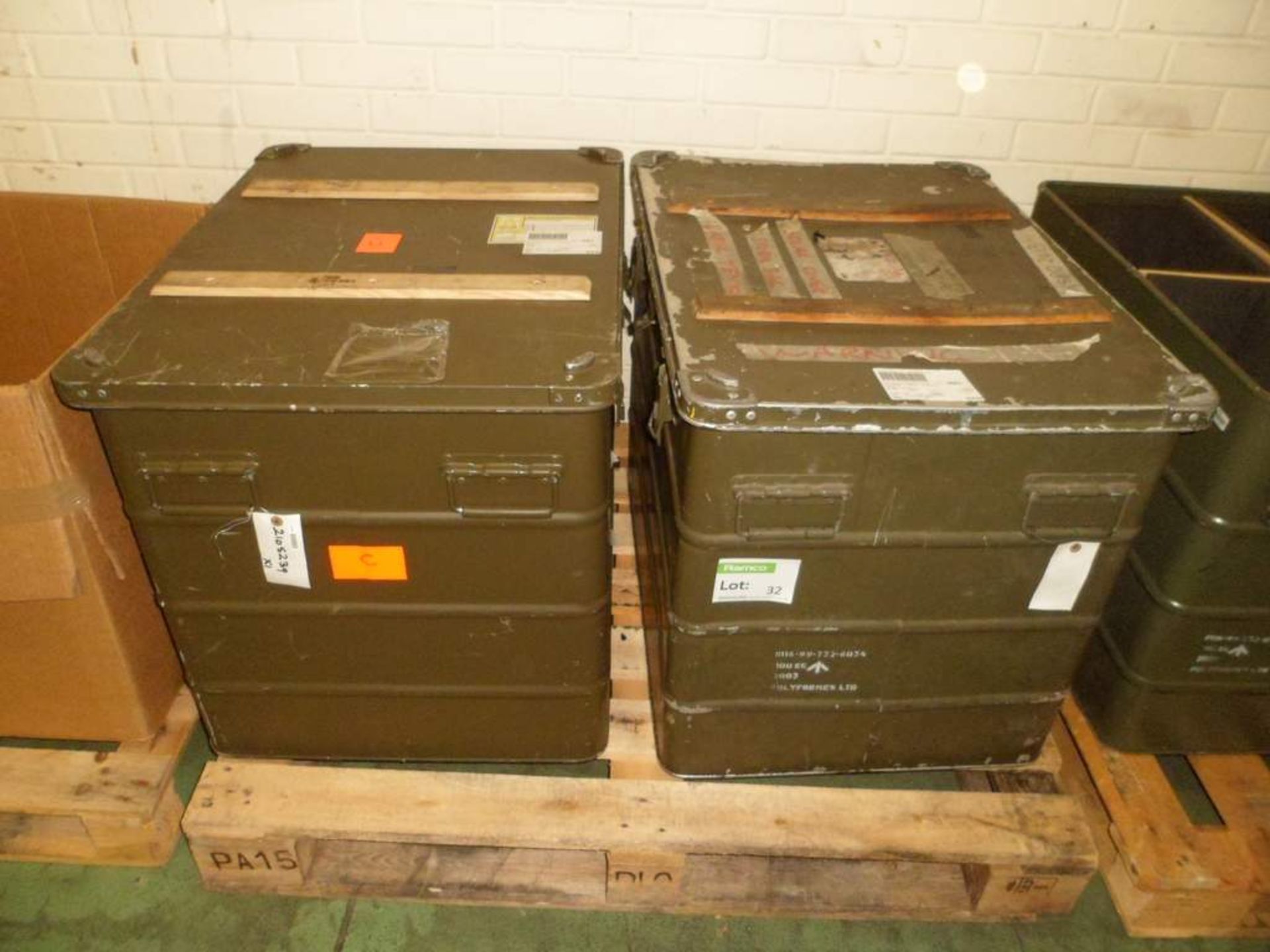 2x Lightweight metal storage containers 74x54x52cm (WxDxH)