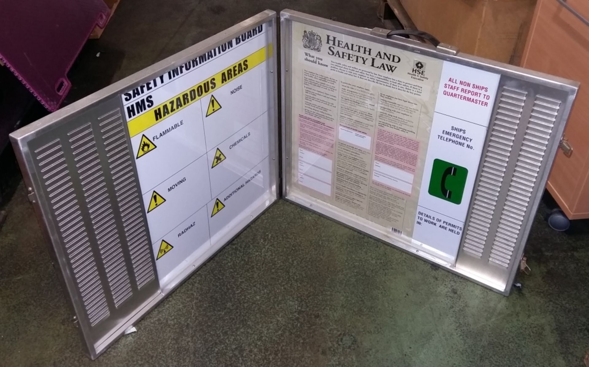 2x Fold up health & safety boards