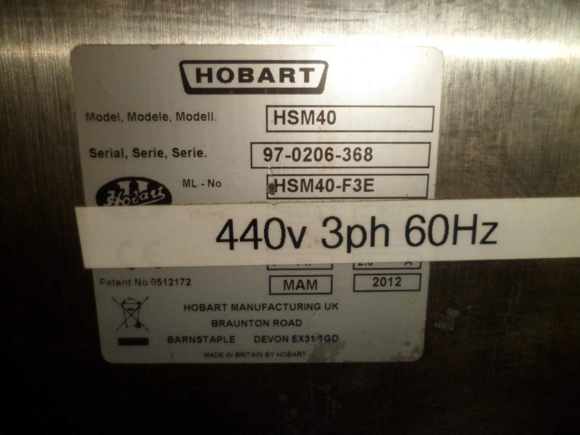 Hobart HMS40 Mixer - 440v 60hz - (missing plastic casing) - Image 3 of 3