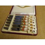 A cased set of six Royal Crown Derby Imari pistol handled tea knives