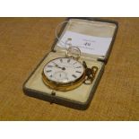A late Victorian 18ct gold open face pocket watch, the case marked for Chester 1899, the white