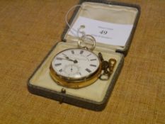 A late Victorian 18ct gold open face pocket watch, the case marked for Chester 1899, the white