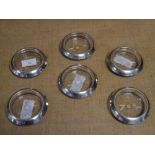 A set of six American sterling silver-mounted cut-glass butter dishes, each with beaded collar and