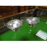 A pair of George V silver footed dishes, Walker & Hall, Birmingham 1926, each twin-handled with