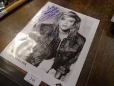 Jive records promotional photograph, Samantha Fox, signed, 20cm x 25cm