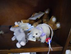 Collection of Steiff plush keyrings and miniature bears including polar bear