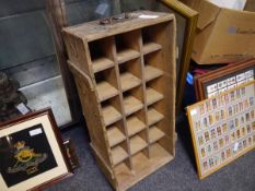 A vintage Lyle's Golden Syrup pine box, fitted with eighteen sections, metal carrying handles.