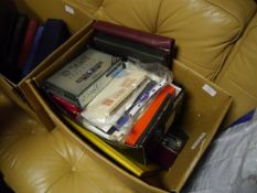 Box containing a collection of stamp albums and loose stamps, Great Britain, Commonwealth and World