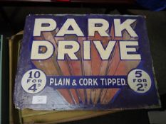 Vintage enamelled twin sided sign Park Drive Plain and Cork tipped and Gallaghers Condor Twist