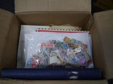 Box containing a collection of mainly first day covers and stamps in packets, etc (1000's)