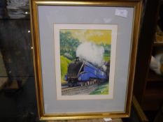 Railway interest: LNER No 4468, Class A4 locomotive, original watercolour, c1935, unsigned