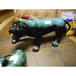 A large Canadian Blue Mountain Pottery model of a snarling tiger. Length 61cm
