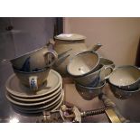 Mid 20th century Harry Davis, Crown Studio pottery, 15 piece celadon glaze stoneware tea set