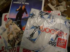 James Bond 007 Licence to Kill Timothy Dalton presentation programme, postcards and a pair of Jockey