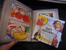 Album containing a collection of saucy postcards, and Bamforth Collection saucy postcards book by