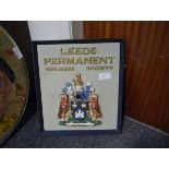 Mid 20th century Leeds Permanent Building Society wall mounted sign, 36cm x 40cm