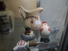 Collection of breweriana including McKinleys old Scotch whisky water jug, Ainslies Scotch whisky