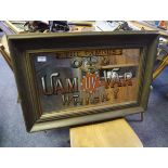 A vintage pub advertising mirror, The Famous Olde Uam Var whisky, 76cm x 56cm