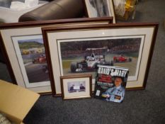 Collection of David Coulthard memorabilia including signed photograph, autographed book, limited