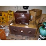 1930's oak cased Osram music magnet and a 1940's bakelite Rees Mace loudspeaker