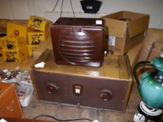 1930's oak cased Osram music magnet and a 1940's bakelite Rees Mace loudspeaker