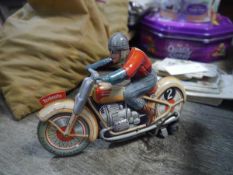 1940's tin plate model motorcycle, Technofix Continental Record, made in the US zone, Germany