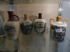 Collection of stoneware flagons including Sandersons liqueur Special Scotch whisky, Leith, and the