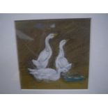 Pamela Murdoch (Scottish, contemporary), "Three White Ones", crayon and pastel, framed, label