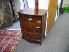 Small George III style inlaid mahogany bowfronted chest of drawers. 79cm by 60cm by 43cm